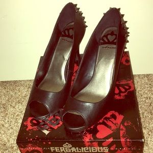 Fergalicious by Fergie open toe black heel spikes